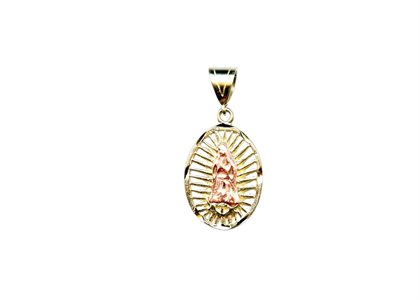 Two Tone Plated Filigree Mother Mary Oval Pendant